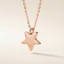 Rose gold star-shaped pendant on a chain against a beige background