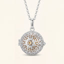 Ornate Silver Ball Cremation Urn Pendant - Memorial Necklace