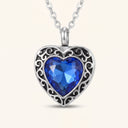 Blue Crystal Heart Urn Necklace