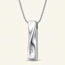 Sterling Silver Twisted Bar Pendant Necklace
