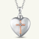 Grace Locket Heart Cremation Pendant with Rose Gold Cross