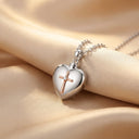 Grace Locket Heart Cremation Pendant with Rose Gold Cross