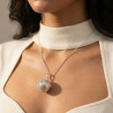Ornate Silver Ball Cremation Urn Pendant - Memorial Necklace