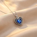 Blue Crystal Heart Urn Necklace