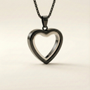 Heart-shaped pendant on a chain against a beige background